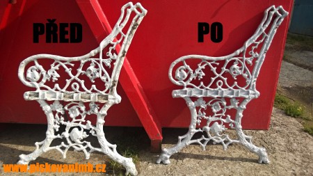 pískování kovových křesel